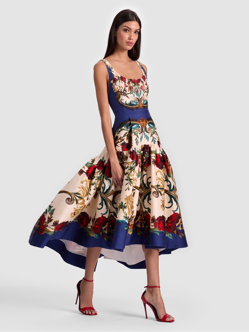 Alice + Olivia Diana Structured Midi Dress in Gilded Rose 8 - Picture 9 of 9